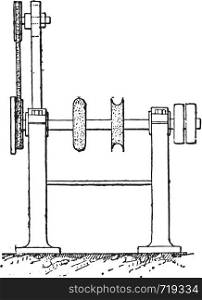 Polishing machine, vintage engraved illustration. Industrial encyclopedia E.-O. Lami - 1875.