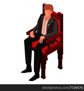 Politic man at conference icon. Isometric of politic man at conference vector icon for web design isolated on white background. Politic man at conference icon, isometric style