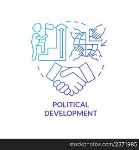 Political development blue gradient concept icon. National safety strategy. Community security abstract idea thin line illustration. Isolated outline drawing. Myriad Pro-Bold font used. Political development blue gradient concept icon