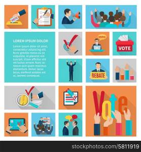 Political elections and voting flat decorative icons set isolated vector illustration. Elections Flat Icons Set