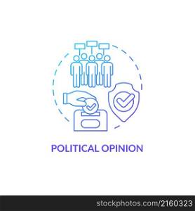 Political opinion blue gradient concept icon. Personal sensitive information security abstract idea thin line illustration. Isolated outline drawing. Roboto-Medium, Myriad Pro-Bold fonts used. Political opinion blue gradient concept icon