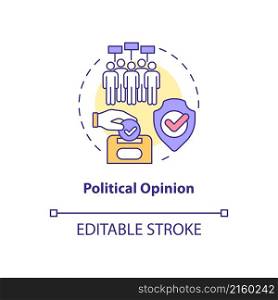 Political opinion concept icon. Personal sensitive information protection abstract idea thin line illustration. Isolated outline drawing. Editable stroke. Roboto-Medium, Myriad Pro-Bold fonts used. Political opinion concept icon