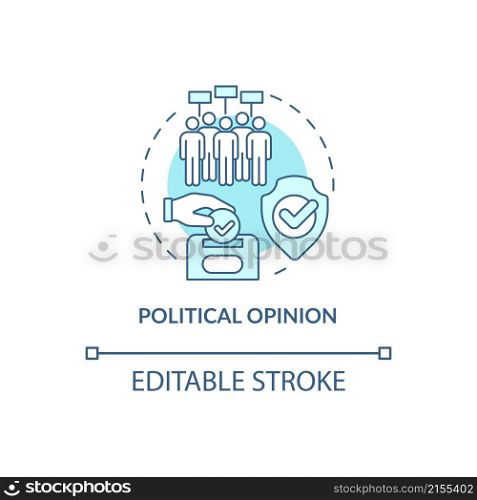 Political opinion turquoise concept icon. Sensitive information protection abstract idea thin line illustration. Isolated outline drawing. Editable stroke. Roboto-Medium, Myriad Pro-Bold fonts used. Political opinion turquoise concept icon