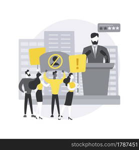 Political protest abstract concept vector illustration. Demonstration, public action, objection and disapproval, mass protest, government policy, riot police, political activism abstract metaphor.. Political protest abstract concept vector illustration.