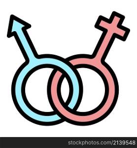 Political rights gender icon. Outline political rights gender vector icon color flat isolated. Political rights gender icon color outline vector