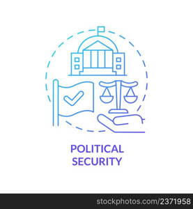 Political security blue gradient concept icon. Diplomatic agreement. Dimension of national safety abstract idea thin line illustration. Isolated outline drawing. Myriad Pro-Bold font used. Political security blue gradient concept icon