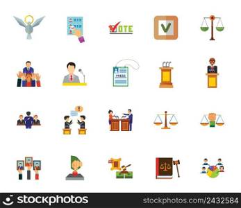 Politics icon set. Can be used for topics like election c&aign, presidential election, law, justice