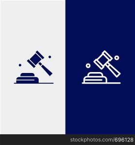 Politics, Law, Campaign, Vote Line and Glyph Solid icon Blue banner Line and Glyph Solid icon Blue banner