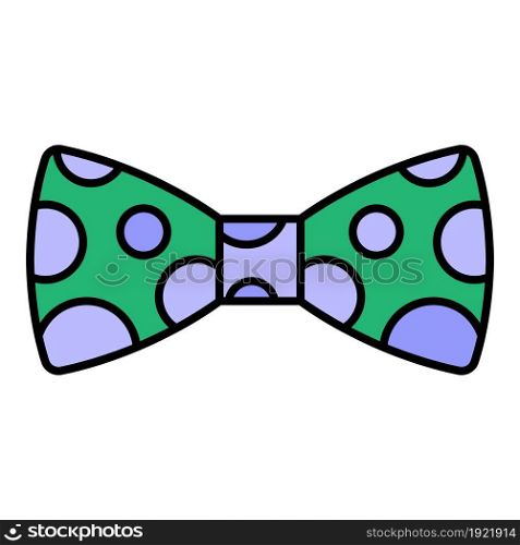 Polka bow tie icon. Outline polka bow tie vector icon color flat isolated on white. Polka bow tie icon color outline vector