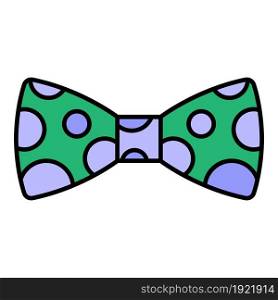 Polka bow tie icon. Outline polka bow tie vector icon color flat isolated on white. Polka bow tie icon color outline vector