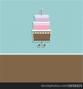 Polka dot background with image of a cute cake