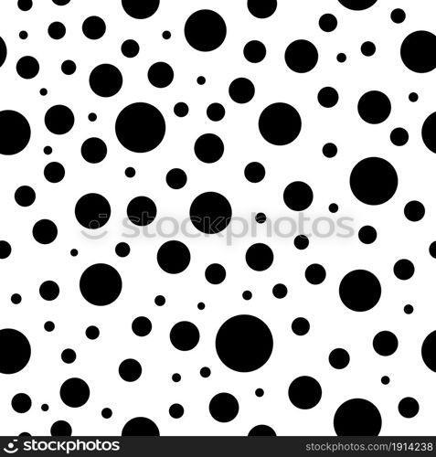 Polka dot pattern. Seamless pattern with black circle on white background. Abstract texture for print. Irregular big and small spot. Fashion geometric illustration with halftone. Vector.. Polka dot pattern. Seamless pattern with black circle on white background. Abstract texture for print. Irregular big and small spot. Fashion geometric illustration with halftone. Vector