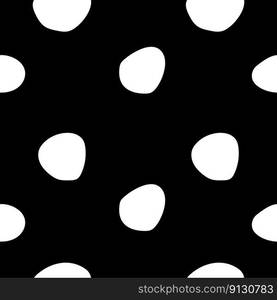 Polka dot seamless pattern vector background template. Black and white textile print flat doodle wallpaper. Boho simple round circle design. Scrapbook packaging paper.