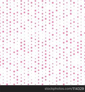 Polka dots pink color random pattern on white background. Vector illustration