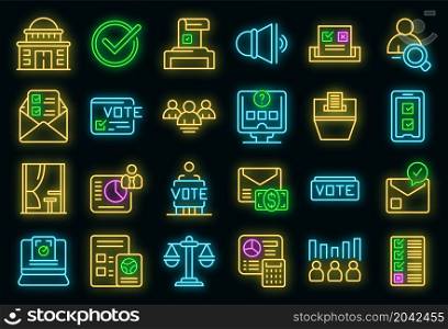 Polling booth icons set outline vector. Ballot box. Choice election campaign. Polling booth icons set vector neon