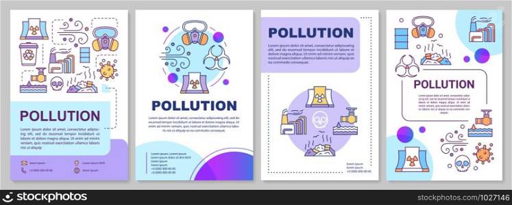 Pollution brochure template. Environmental damage. Flyer, booklet, leaflet print, cover design with linear illustrations. Vector page layouts for magazines, annual reports, advertising posters