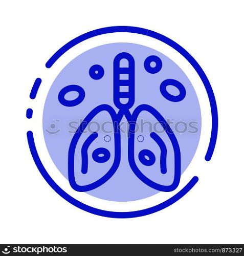 Pollution, Cancer, Heart, Lung, Organ Blue Dotted Line Line Icon