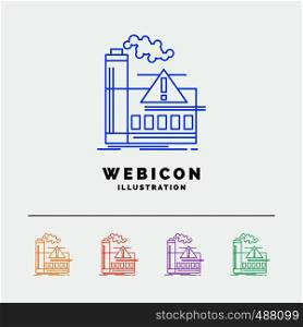 pollution, Factory, Air, Alert, industry 5 Color Line Web Icon Template isolated on white. Vector illustration. Vector EPS10 Abstract Template background