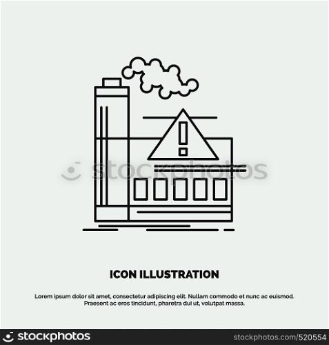 pollution, Factory, Air, Alert, industry Icon. Line vector gray symbol for UI and UX, website or mobile application. Vector EPS10 Abstract Template background