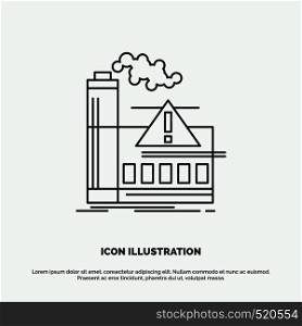 pollution, Factory, Air, Alert, industry Icon. Line vector gray symbol for UI and UX, website or mobile application. Vector EPS10 Abstract Template background