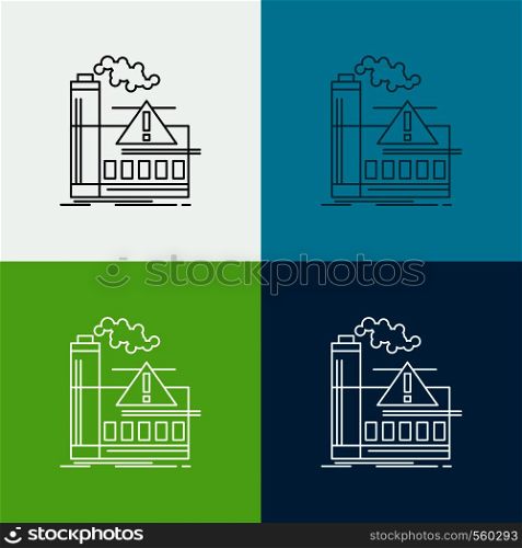 pollution, Factory, Air, Alert, industry Icon Over Various Background. Line style design, designed for web and app. Eps 10 vector illustration. Vector EPS10 Abstract Template background
