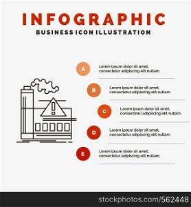 pollution, Factory, Air, Alert, industry Infographics Template for Website and Presentation. Line Gray icon with Orange infographic style vector illustration. Vector EPS10 Abstract Template background