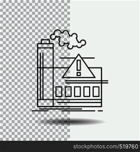 pollution, Factory, Air, Alert, industry Line Icon on Transparent Background. Black Icon Vector Illustration. Vector EPS10 Abstract Template background
