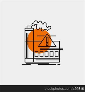 pollution, Factory, Air, Alert, industry Line Icon. Vector EPS10 Abstract Template background