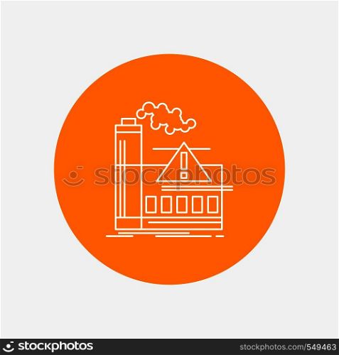 pollution, Factory, Air, Alert, industry White Line Icon in Circle background. vector icon illustration. Vector EPS10 Abstract Template background