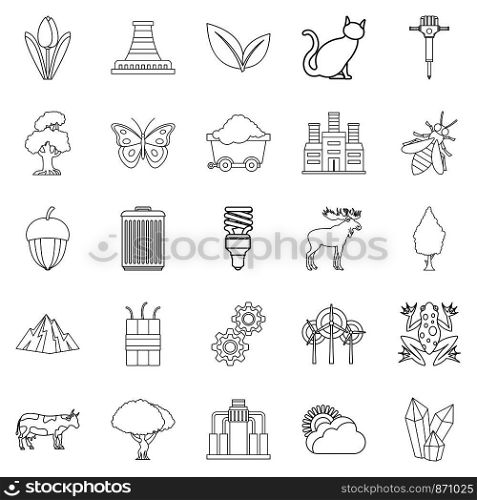 Pollution of world icons set. Outline set of 25 pollution of world vector icons for web isolated on white background. Pollution of world icons set, outline style