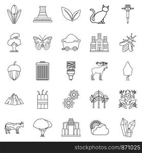 Pollution of world icons set. Outline set of 25 pollution of world vector icons for web isolated on white background. Pollution of world icons set, outline style