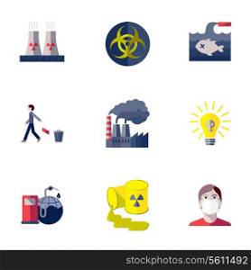 Pollution toxic environment damage and global contamination flat isolated vector illustration.