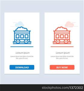 Pollution, Train, Transport Blue and Red Download and Buy Now web Widget Card Template