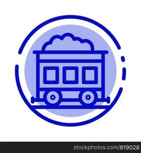 Pollution, Train, Transport Blue Dotted Line Line Icon