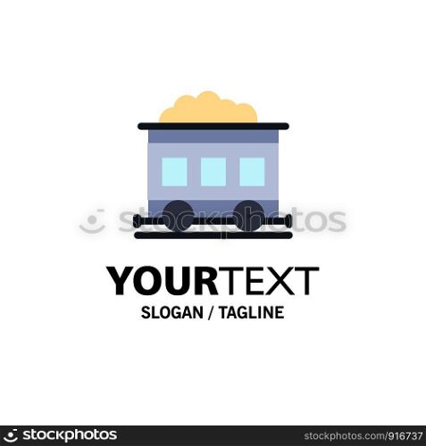 Pollution, Train, Transport Business Logo Template. Flat Color