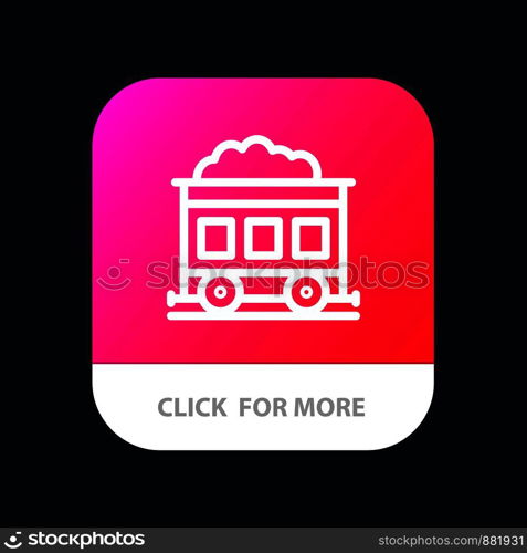 Pollution, Train, Transport Mobile App Button. Android and IOS Line Version