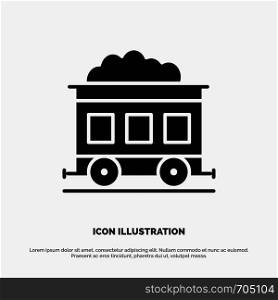 Pollution, Train, Transport solid Glyph Icon vector