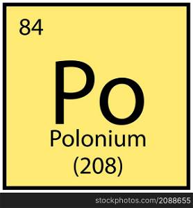 Polonium chemical sign. Mendeleev table element. Square frame. Yellow background. Vector illustration. Stock image. EPS 10.. Polonium chemical sign. Mendeleev table element. Square frame. Yellow background. Vector illustration. Stock image.