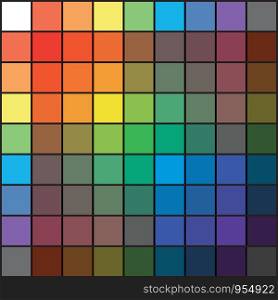 Polychrome Multicolor Spectral Rainbow Grid of 9x9 segments. The spectral harmonic colorful overlay mixed palette of the painter.