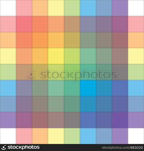 Polychrome Multicolor Spectral Versicolor Rainbow Grid of 9x9 segments. Aquarelle light spectral harmonic colorful palette of the painter.