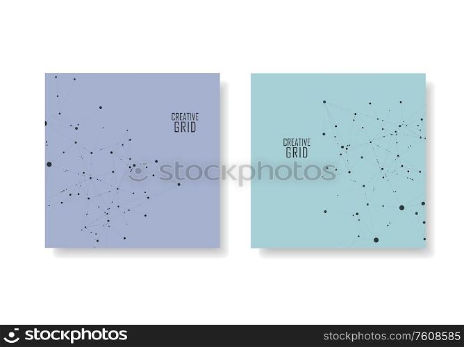 Polygonal abstract background with connected line and dots. Modern cover brochure with technological design for future world projects.. Modern cover brochure with technological design