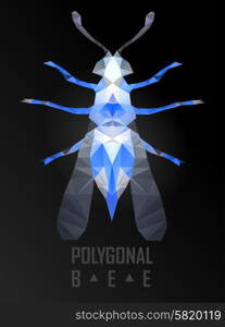 Polygonal bee flying. Geometric polygonal illustration. Crystal icon