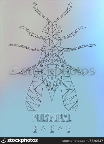 Polygonal bee flying. Geometric polygonal illustration. Crystal icon
