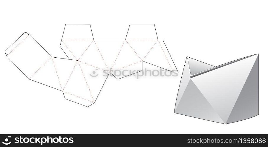 Polygonal box die cut template