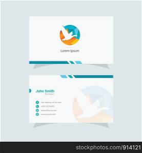 Polygonal Duck logo, abstract low poly bird flying vector design, bird business card