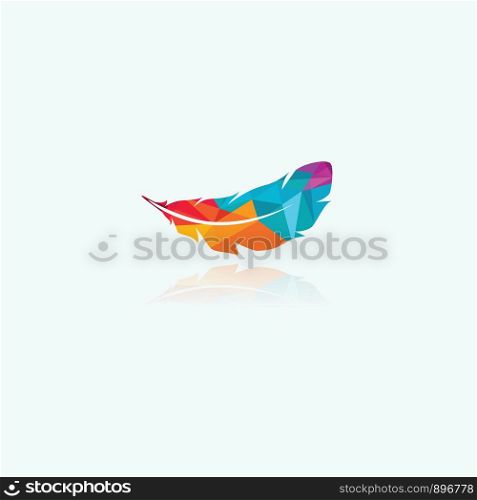 Polygonal feather vector design, colorful bird feather logo