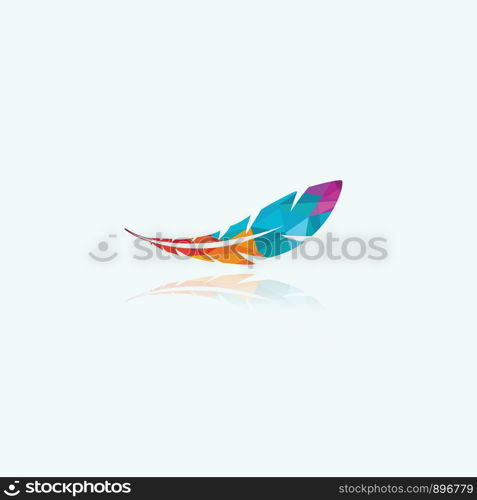 Polygonal feather vector design, colorful bird feather logo