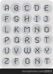 Polygonal geometric font. Creative Alphabet. Typographic Set. Cosmic style
