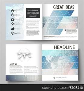 Polygonal geometric linear texture. Global network, dig data concept. The vector illustration of editable layout of two covers templates for square design bi fold brochure, magazine, flyer, booklet.. The vector illustration of the editable layout of two covers templates for square design bi fold brochure, magazine, flyer, booklet. Polygonal geometric linear texture. Global network, dig data concept.