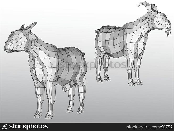 polygonal goats vector illustration on gray background